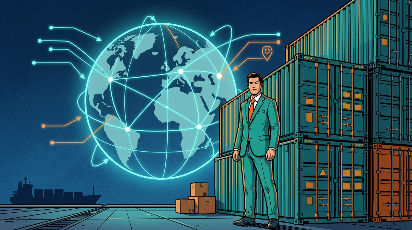 Export shipping containers and cargo ship marked with EU ESG compliance badges